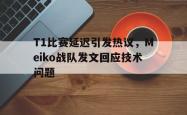 hth华体会-T1比赛延迟引发热议，Meiko战队发文回应技术问题
